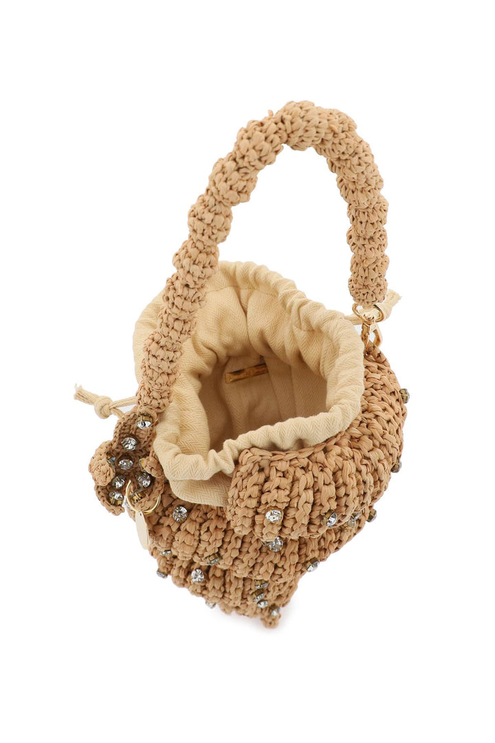 Borsa A Mano Tulip Shell In Rafia Con Cristalli