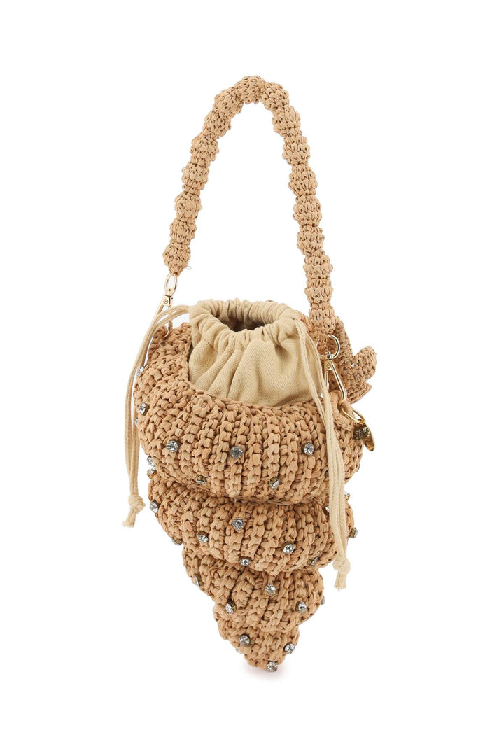 Borsa A Mano Tulip Shell In Rafia Con Cristalli