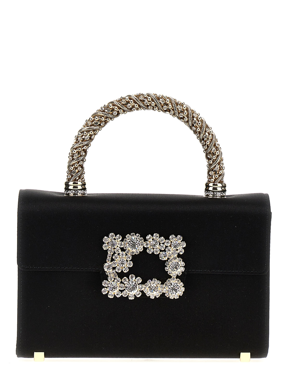 Flower Strass Jewel Mini Hand Bags Black