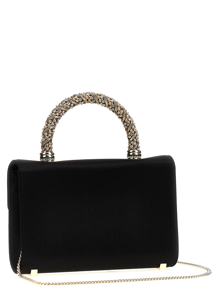 Flower Strass Jewel Mini Hand Bags Black