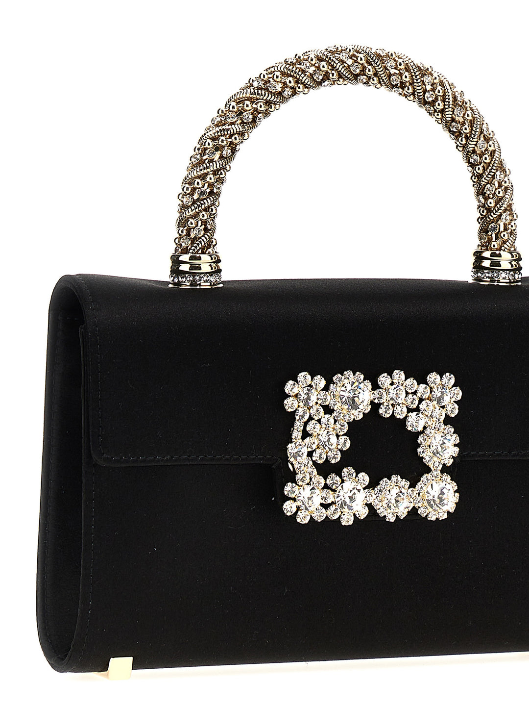 Flower Strass Jewel Mini Hand Bags Black