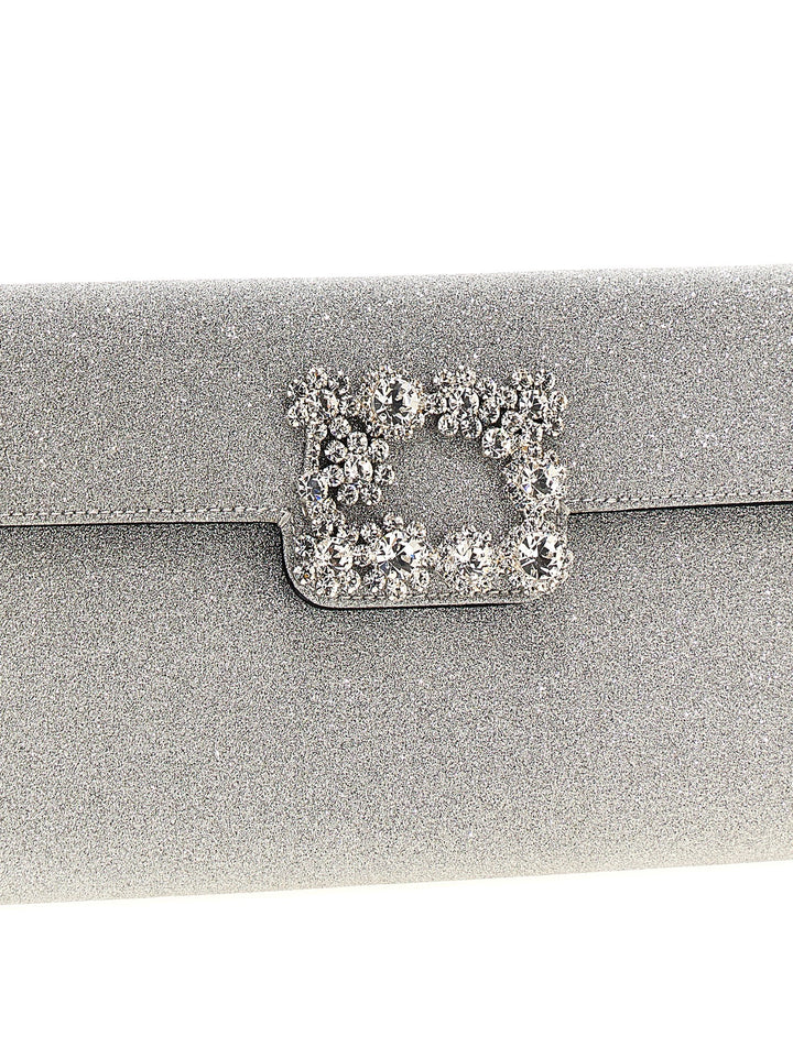 Flower Strass Clutch Silver