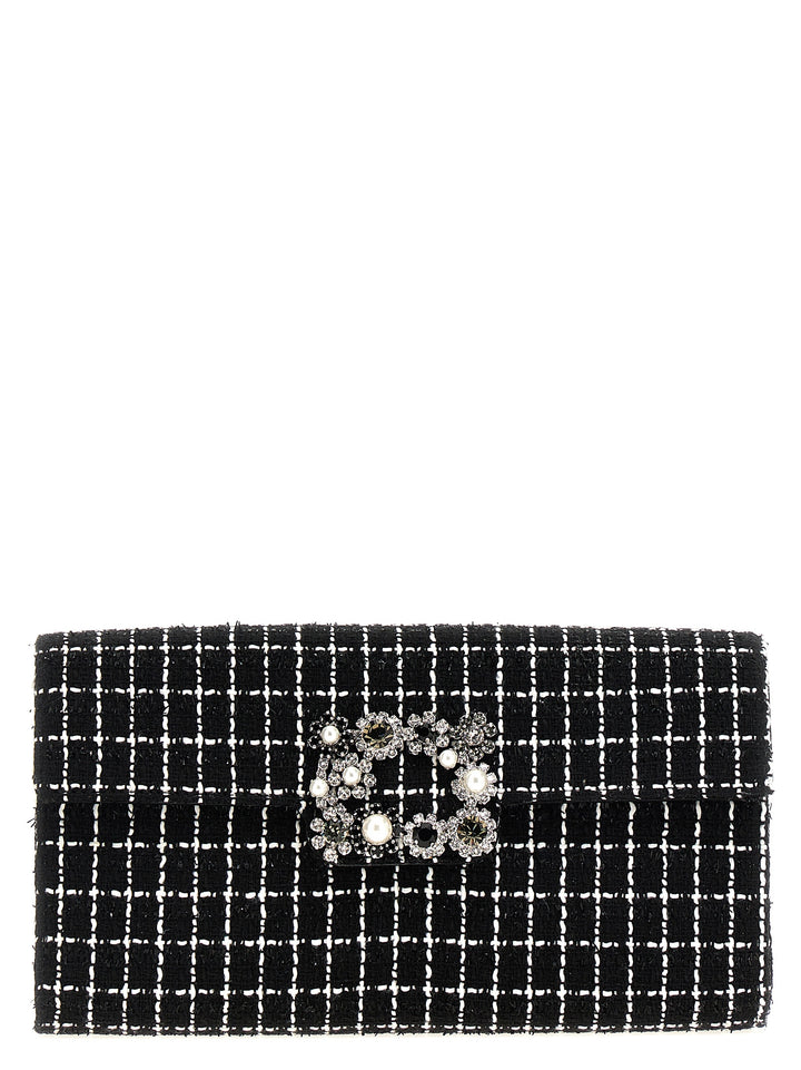 Flower Strass Clutch White/Black