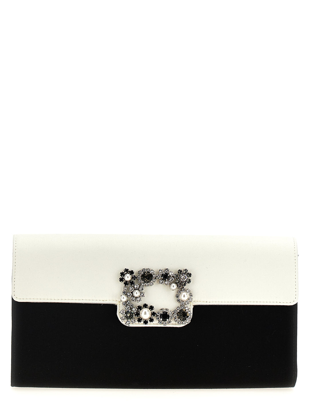 Flower Strass Clutch White/Black