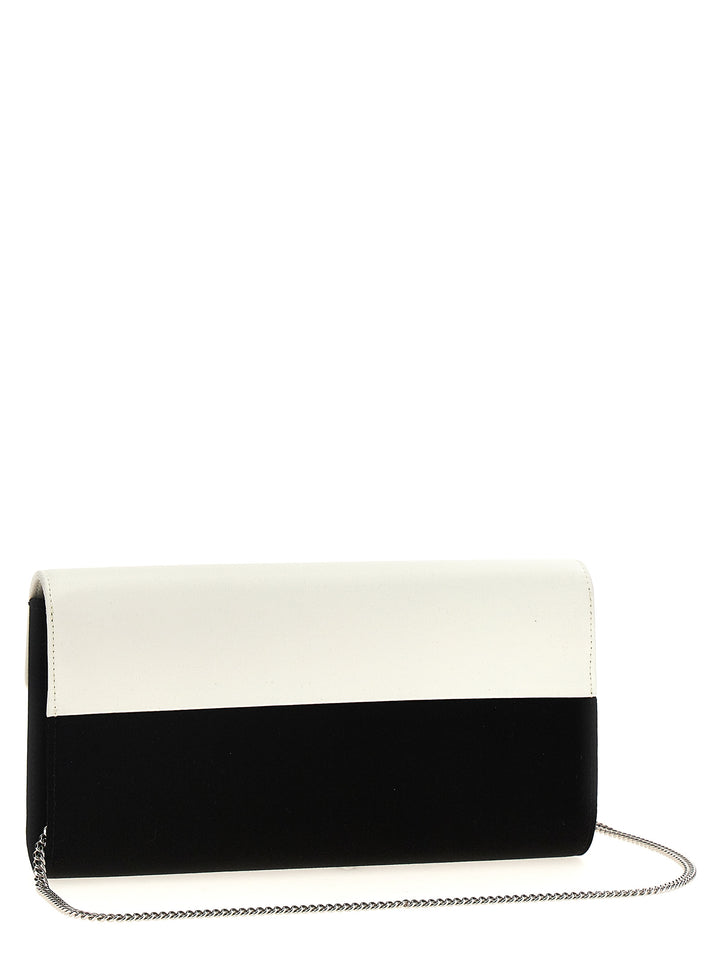 Flower Strass Clutch White/Black