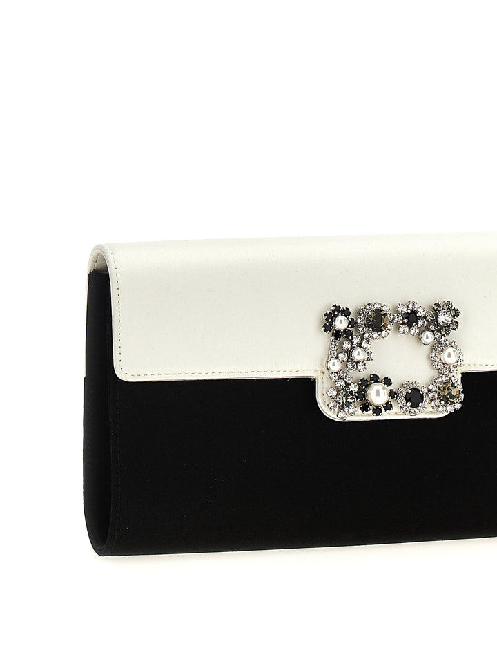 Flower Strass Clutch White/Black