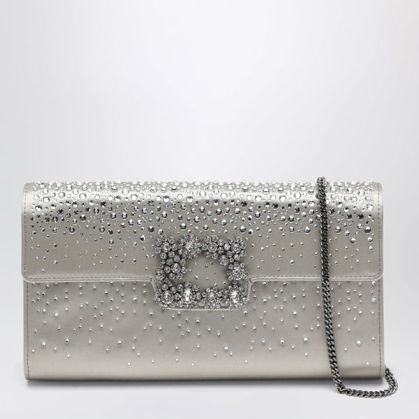 Efflorescence Satin Clutch Bag Pearl Grey