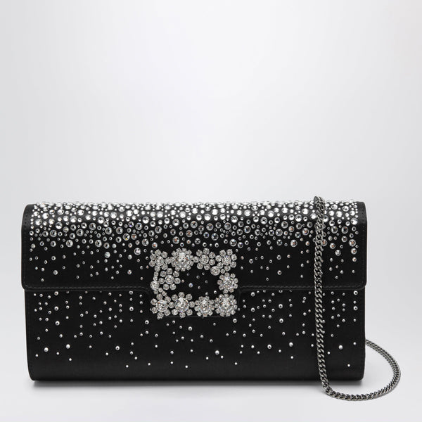 Efflorescence Satin Clutch Bag Black