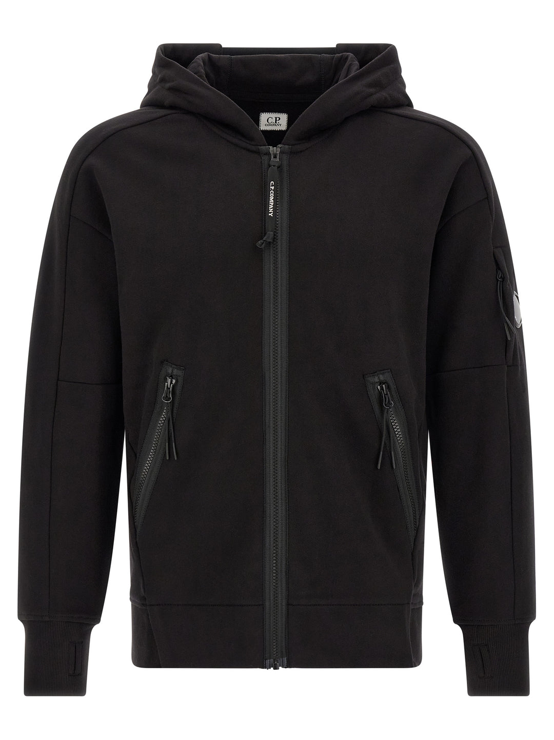 C.P. Company Diagonal Raised Fleece Sweatshirt - Black | 578ff6ea6ebd1f09656097978da0bd3c56ddc14e