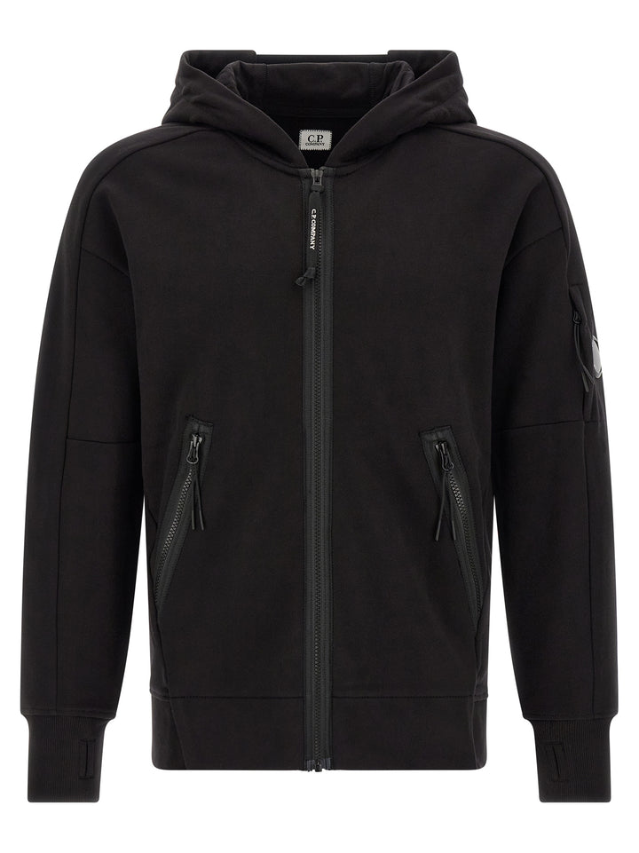 C.P. Company Diagonal Raised Fleece Sweatshirt - Black | 578ff6ea6ebd1f09656097978da0bd3c56ddc14e