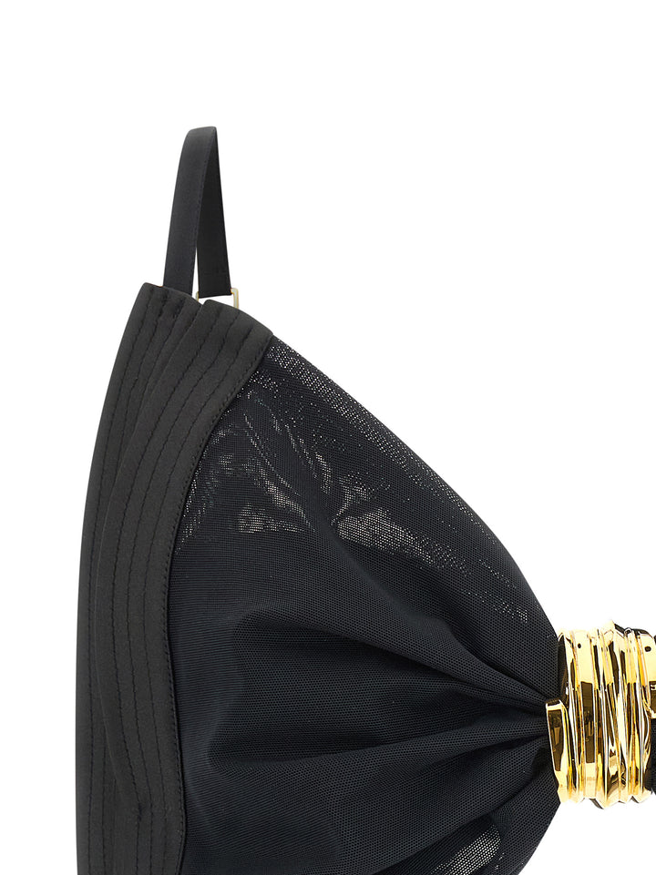 Elisabetta Franchi Satin Bra And Tulle INTIMO - Black | b51b6134a8d6232fd817a1d8ccc5a08afbc59fa3