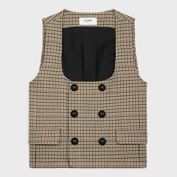 Double-Breasted Vest In Houndstooth Wool