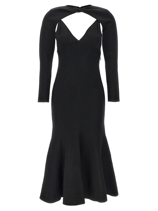 Stretch Knit Midi Dress Dresses Black