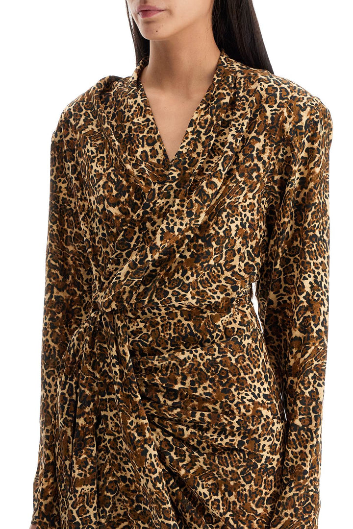 Cleore Leopard Print Silk Cardigan