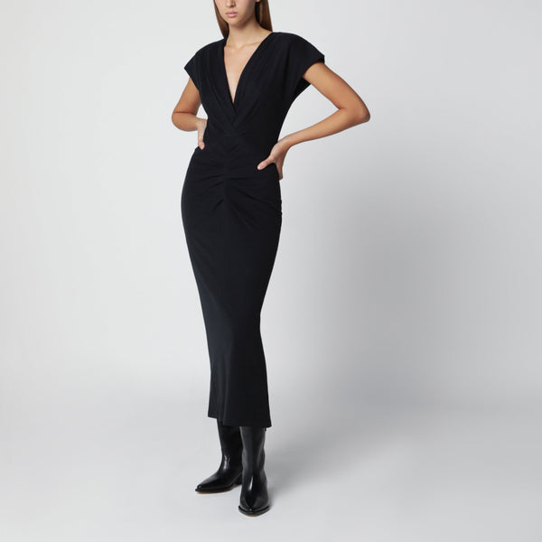 Nadra Wrap Dress In Black Jersey