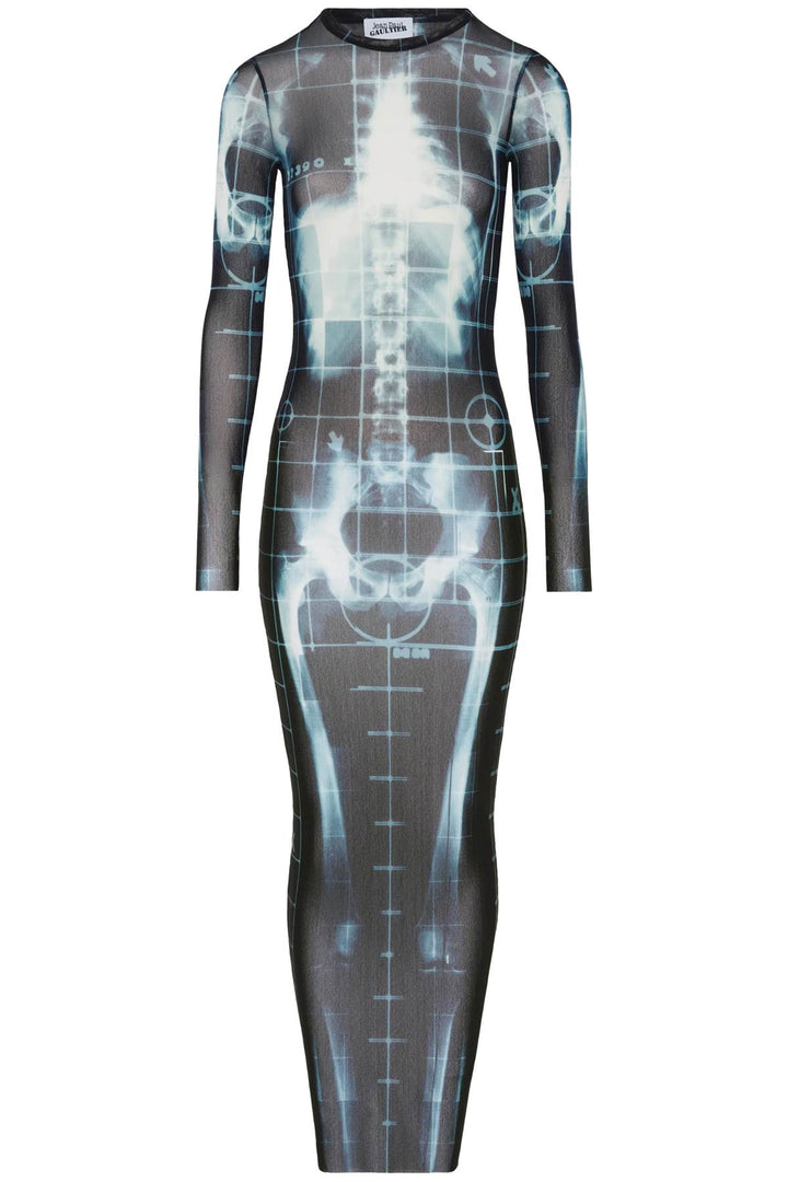 Long Dress With X Ray Print In Black, Blue, And Light Blue Squeletor