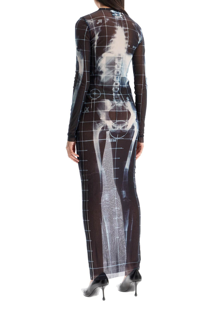 Long Dress With X Ray Print In Black, Blue, And Light Blue Squeletor