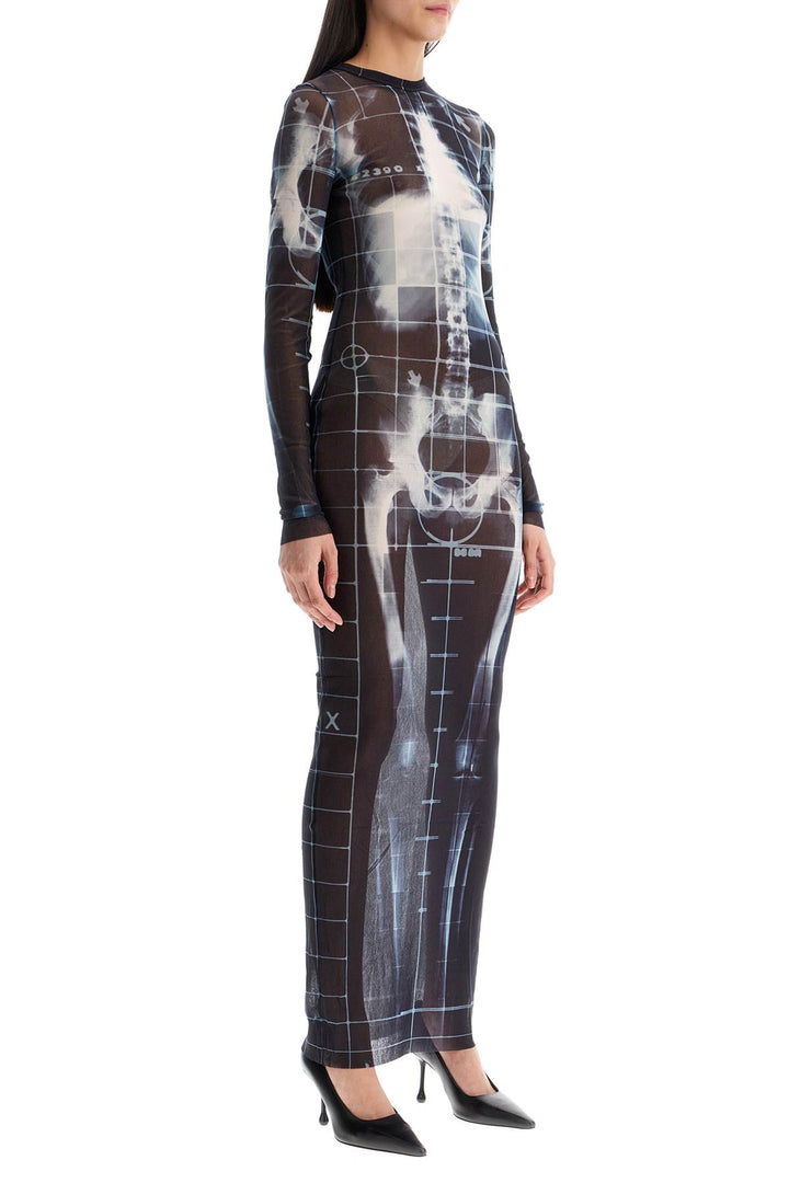 Long Dress With X Ray Print In Black, Blue, And Light Blue Squeletor