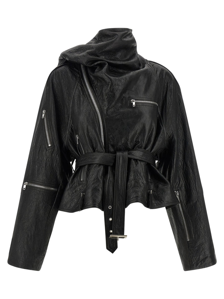 Rick Owens Cropped Scarf Flight Puffer Jackets - Black | 50f5445d6a4b47ccf5503dfe2fef30b4b553fe89