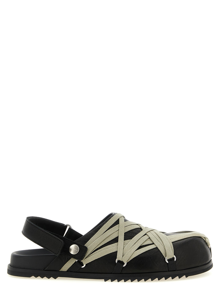 Rick Owens Megalace Mule Granola Flat shoes - Black | 3321547e32000eee2dc2fedca71d9dda39427a3d