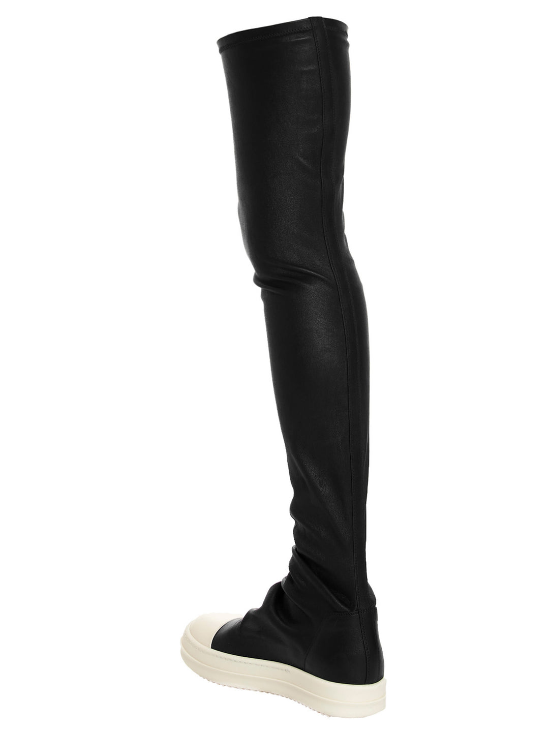 Knee High Stocking Sneaks Boots, Ankle Boots White/Black