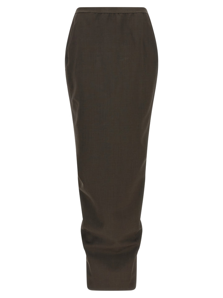 Rick Owens Soft Pillar Long Skirts - Gray | 011c66ac6b32b7ed3c88368a730763228eabcfba