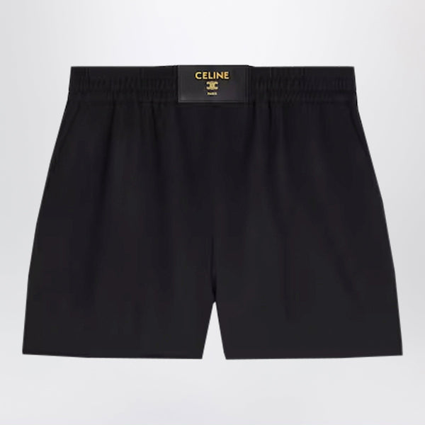 Black Wool Twill Shorts