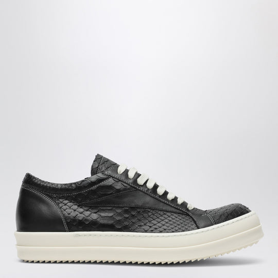 Vintage Sneakers In Black Python And Lamb Leather