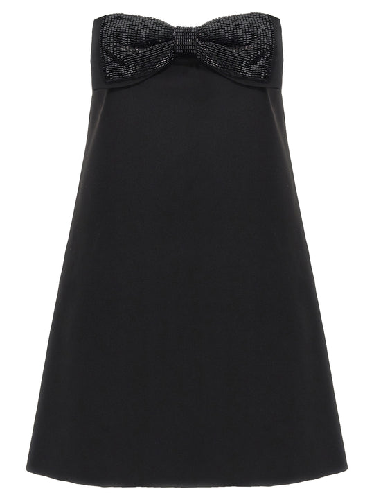 Black Crepe Bandeau Mini Dresses Black