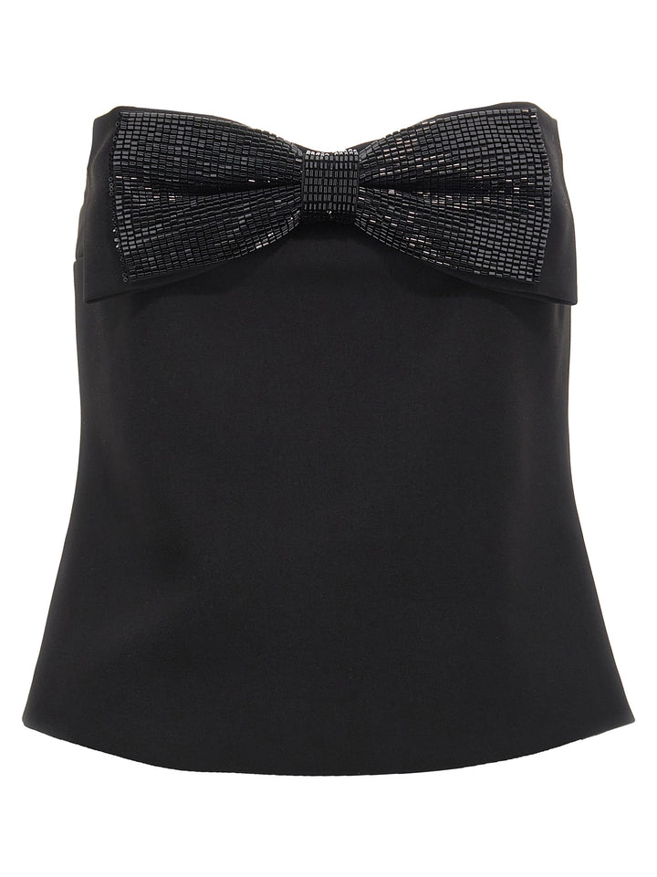 Self Portrait Black Crepe Bandeau Tops - Black | 8e03443bd60717d282ae87ad1a40089d00358218