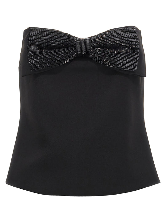 Black Crepe Bandeau Tops Black