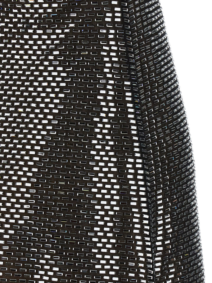 Self Portrait Gunmetal Rhinestone Mesh Mini Dresses - Gray | 7be7c73498f1845a57f5c0f320a0bd77cf959da9