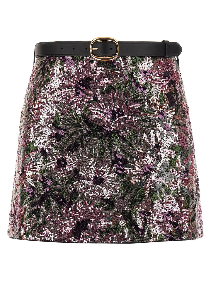 Self Portrait Floral Sequin Mini Skirts - Pink | 2bd93b7c26b41852b02e221b8f421d36d9de3369