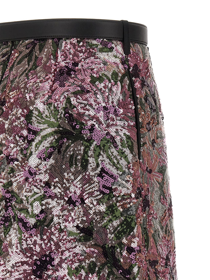 Self Portrait Floral Sequin Mini Skirts - Pink | 7ca9b0ca0fa8f166dfcf756b6762e7ea1067857e