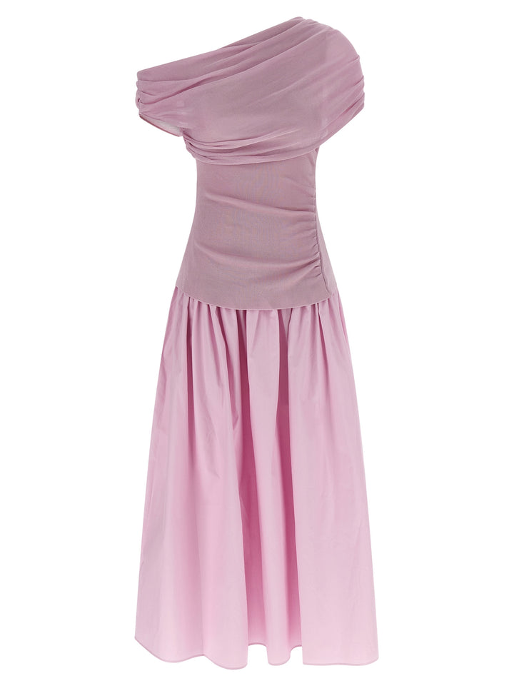 Self Portrait Pink Cotton Draped Knit Midi Skirts - Pink | d29b8b3ce7e9448855353d9d7e881c9c2bdab1d2