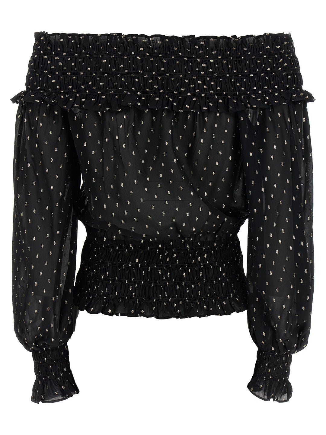 Self Portrait Black And Gold Chiffon Tops - Black | e1e7d8b63390a6aab3b7f6676ff361890e9c330a