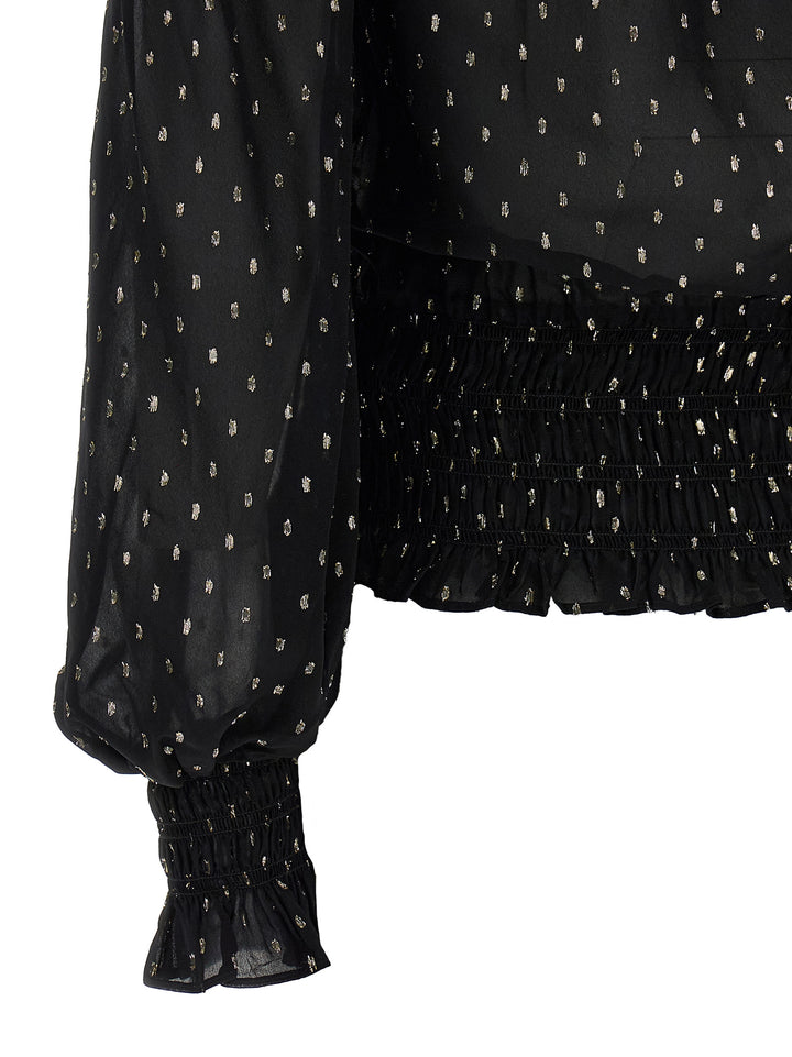 Self Portrait Black And Gold Chiffon Tops - Black | b73d059316be4a7f87d1e2485ac74ca1be0319ef