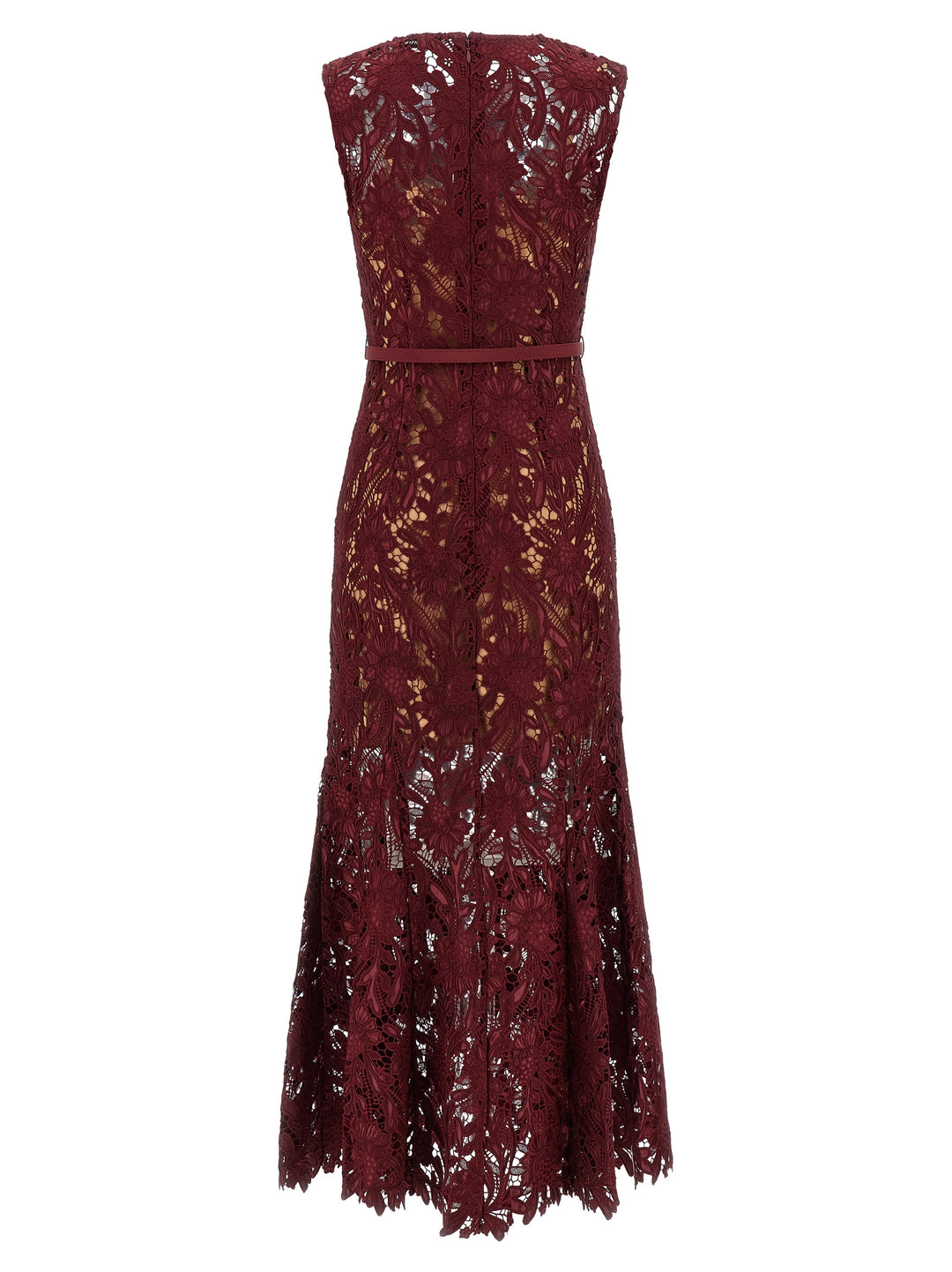 Self Portrait Burgundy Guipure Lace Midi Dresses - Bordeaux | 5967c530ac8f82f8918e9a78b6c7c1e7f76d249f