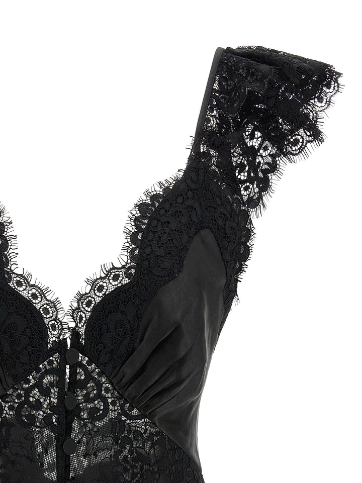 Self Portrait Black Satin Lace Tops - Black | 686643e5ce6118c19217d8c5d77d941b86f81adb