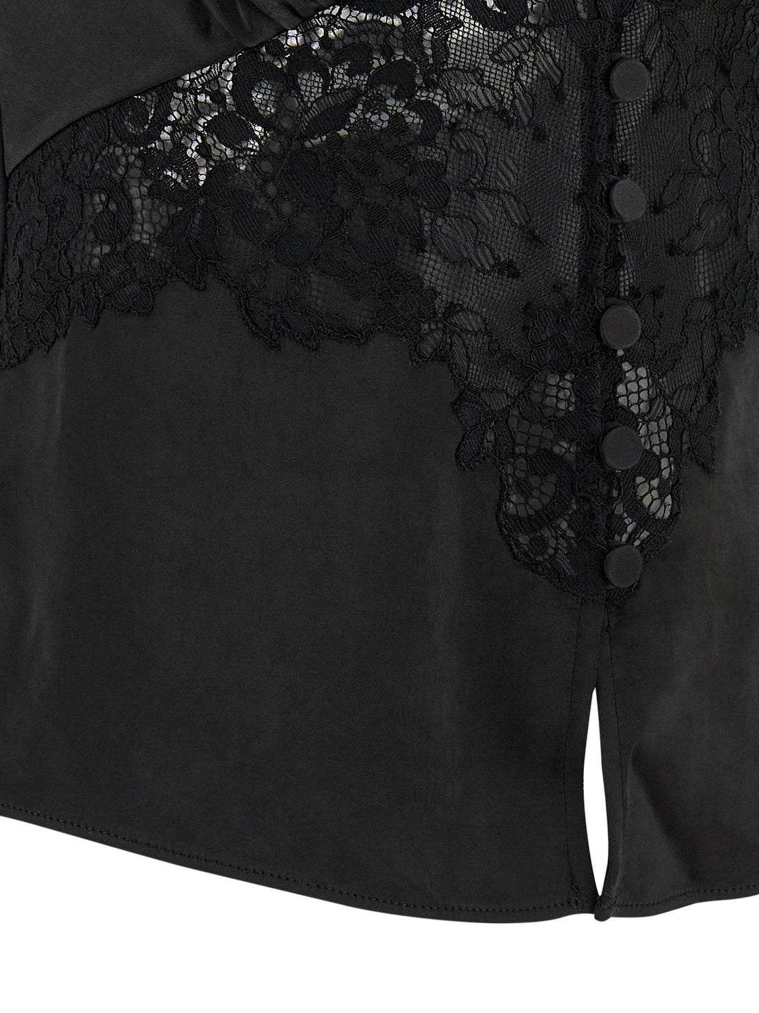 Self Portrait Black Satin Lace Tops - Black | d0cf375f1267fbb3faf54e4468a8fec1f6ea1dbd