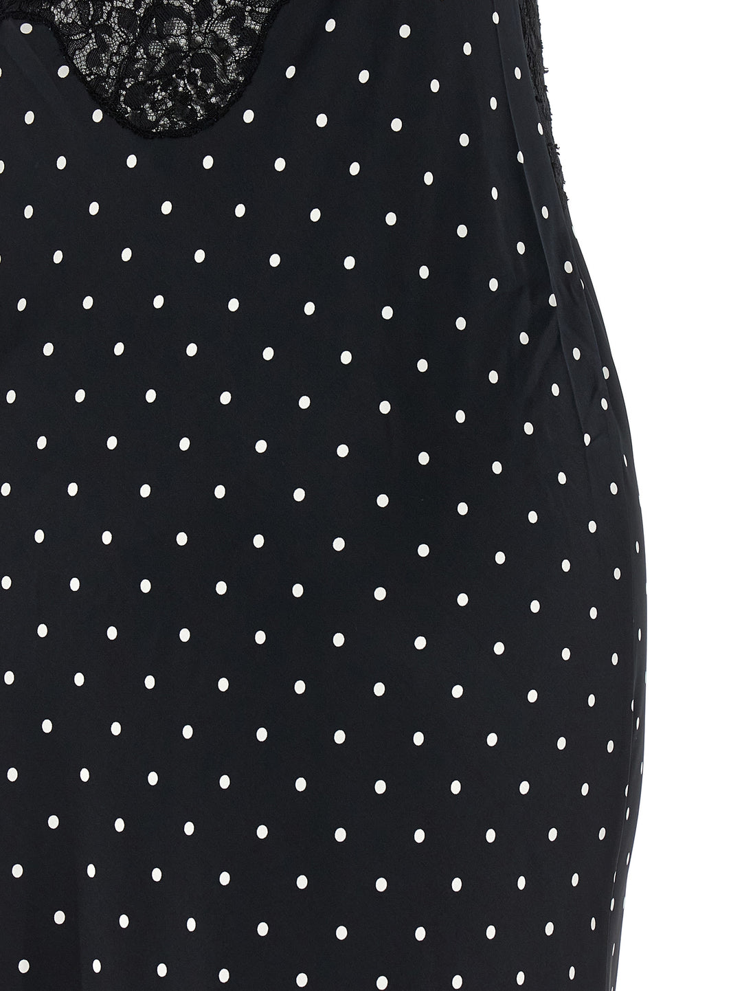 Self Portrait Polka Dot Satin Lace Maxi Dresses - White/Black | 2638648572b06c0b65da42a775ba790ef64681b3