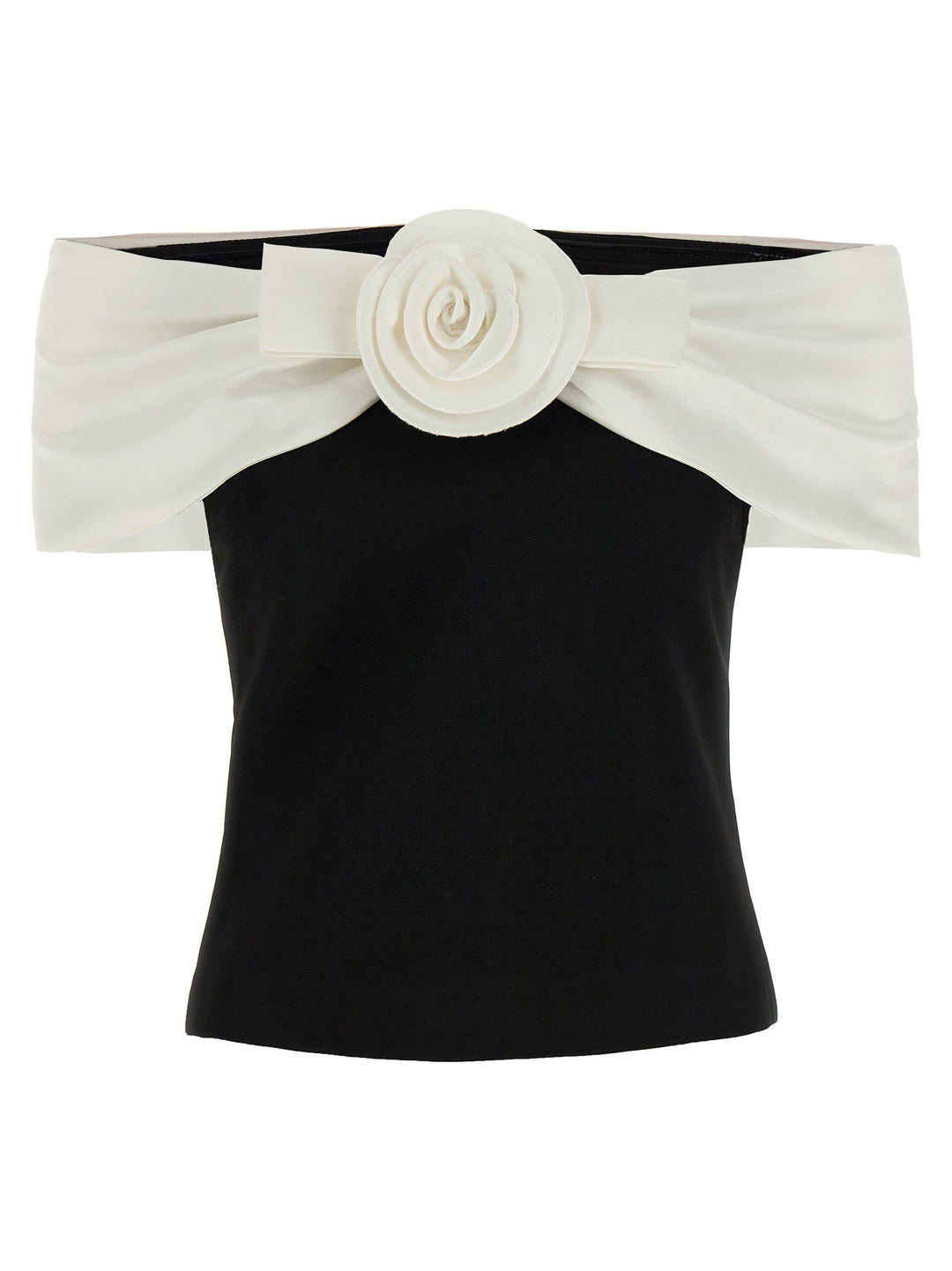 Self Portrait Black Crêpe Flower Tops - White/Black | 85da8249817471d8ded295001afe34ac4b33229e