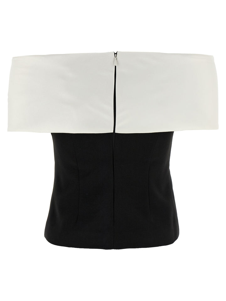 Self Portrait Black Crêpe Flower Tops - White/Black | d4b6a6e7062f6f17340258eb35772e914fa1855d