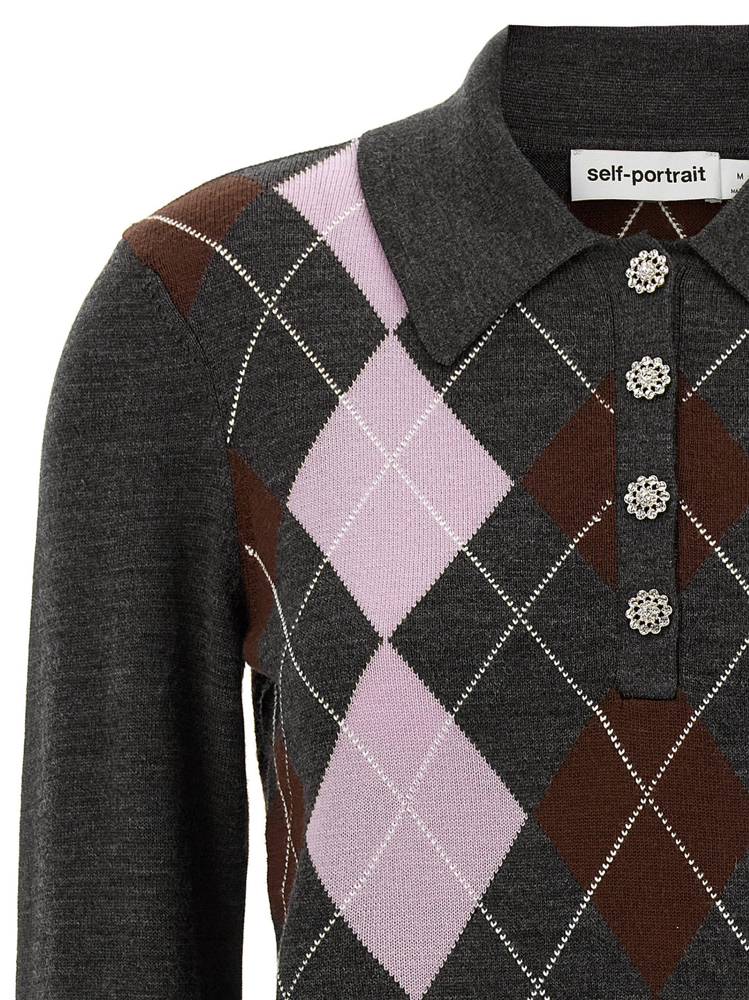 Self Portrait Grey Argyle Lightweight Sweaters and Cardigans - Gray | 4b8ee71f164c93dc400fe2f04932024759321aa2