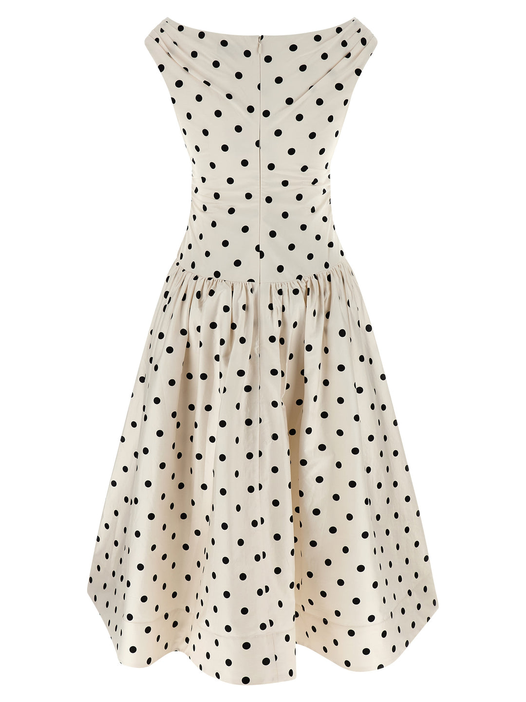 Self Portrait Cream Polka Dot Cotton Midi Dresses - White/Black | 53a9a03e54ed70d585250653b72adf063218cd19