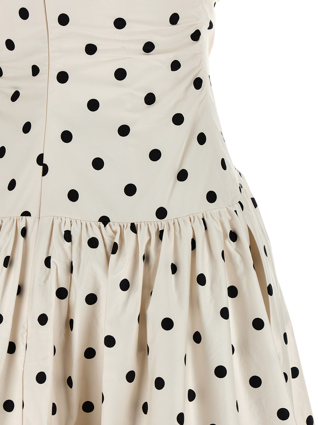 Self Portrait Cream Polka Dot Cotton Midi Dresses - White/Black | 276ea9412d657dab7cab3fcc79d2a9466444a049