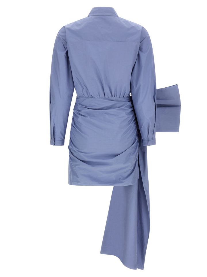 Self Portrait Blue Cotton Tie Side Mini Skirts - Light Blue | 63c776102f109e58eb733cf6fb7606ba7f1bf356