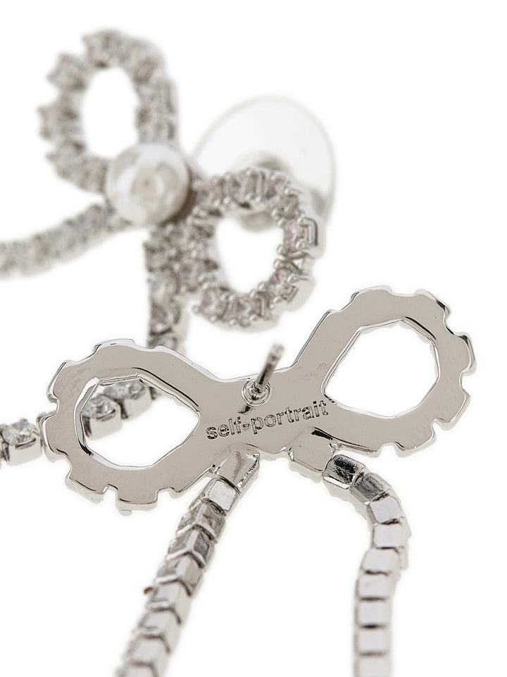 Self Portrait Crystal Droplet Bow Jewelry - Silver | 637958c5dfcd6efbfea39ba0e1ce061274f9ce6f