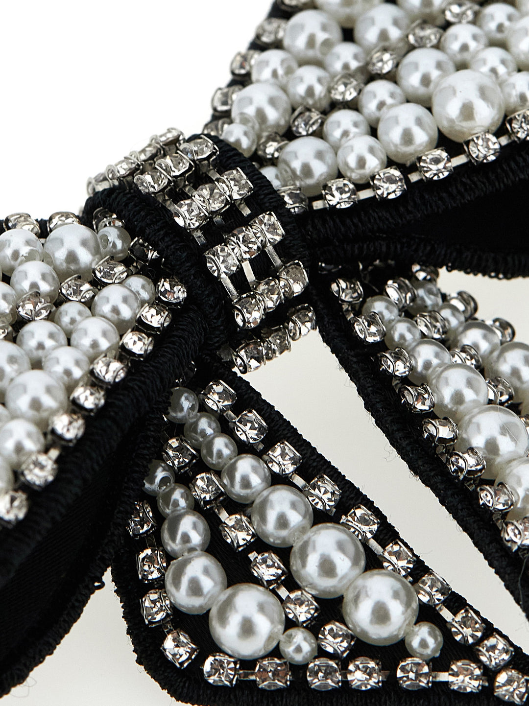 Self Portrait Black Pearl Satin Bow Hair Accessories - Black | 545db973e2aa709286cefa7712eada10644c81d1