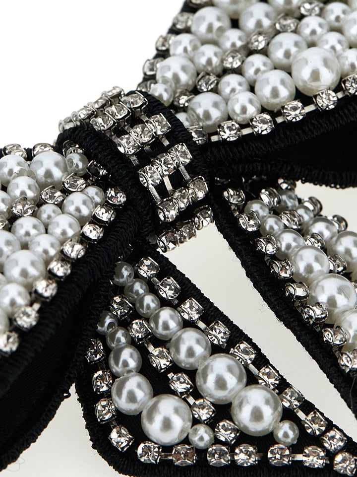 Self Portrait Black Pearl Satin Bow Hair Accessories - Black | 545db973e2aa709286cefa7712eada10644c81d1